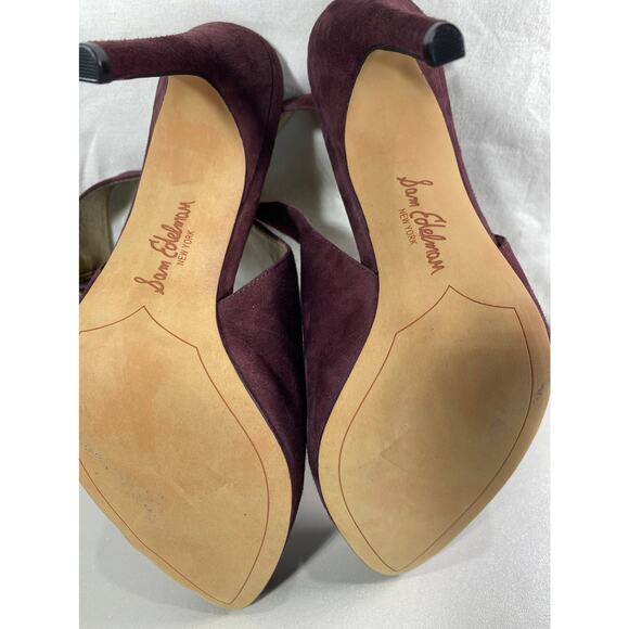 Coquette Sam Edelman Womens 9 Maroon Suede Boho Slingback Pointed Toe Heels - Picture 3 of 10
